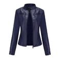 thumbnail image 3 of Women Faux Leather Jackets Motorcycle PU Moto Biker Outwear Coat M, 3 of 8