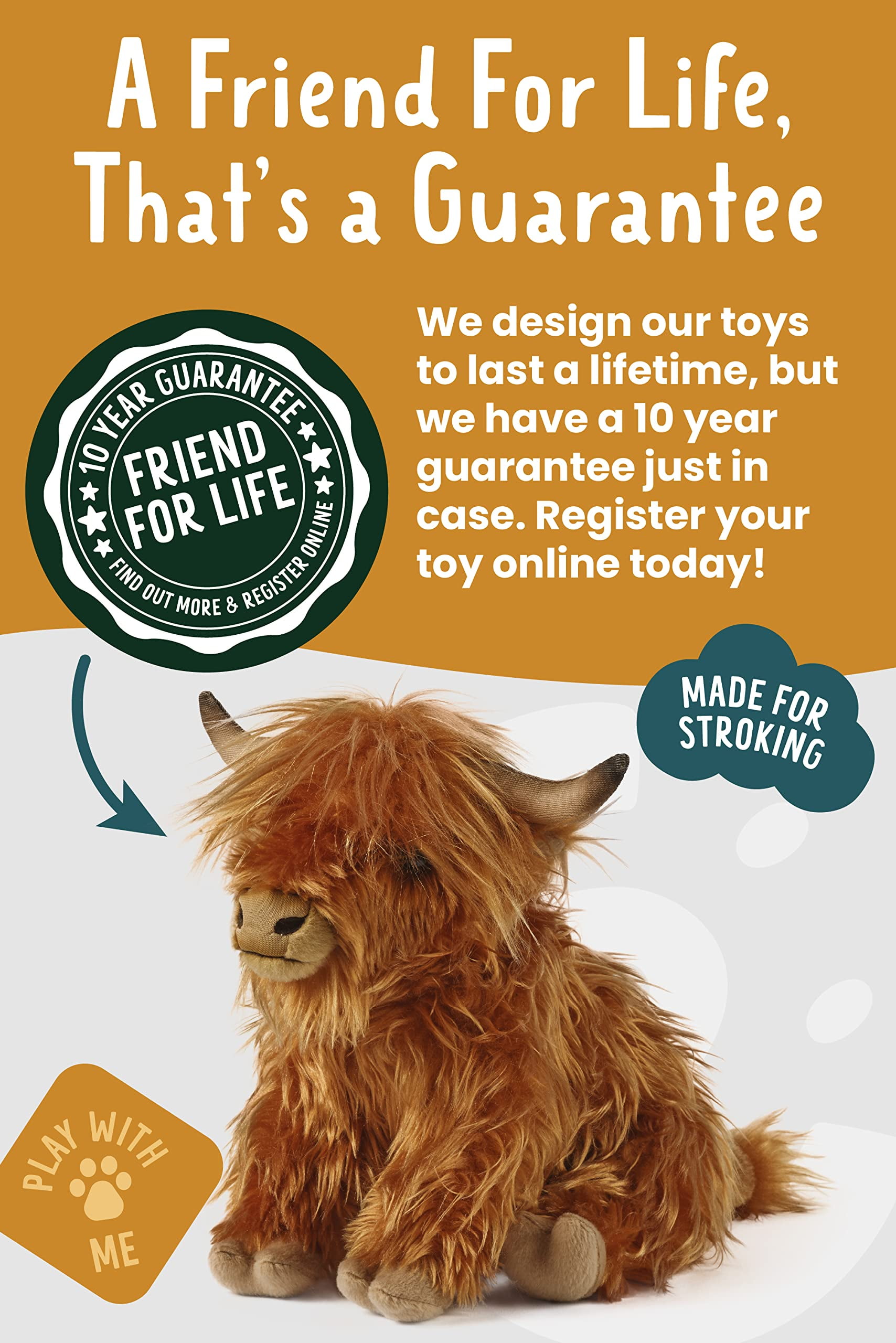 Living Nature 12" Plush Highland Cow Large Plush Animal