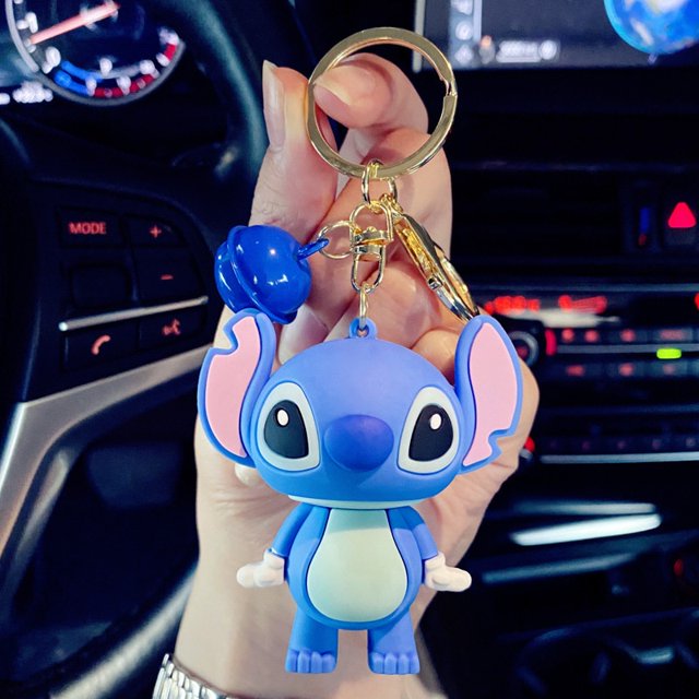 Anime Disney Keychain Cartoon Mickey Mouse Minnie Lilo & Stitch Cute Doll Keyring Ornament Key Chain Car Pendant Kids GiftChina Gao Jinjia LED