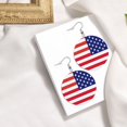 thumbnail image 4 of Leather Dangle Round Earrings For Women America Flag Patriotic Circle Earrings Drop Jewelry, 4 of 6