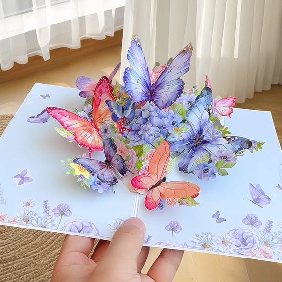 Butterfly Garden 3D Pop-Up Greeting Card ,Butterfly Birthday Cards for Adults with Envelope , Handmade Foldable Mother's Day Cards for Wife,Girlfriend,Daughter,Mom,Friends