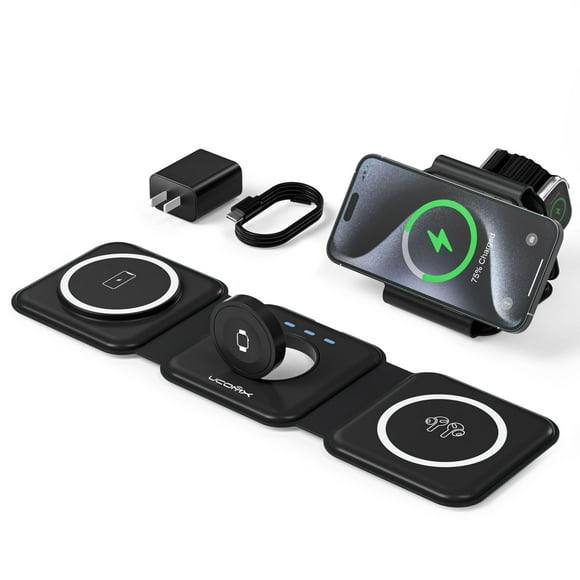 Estación de carga inalámbrica plegable UCOMX 3 en 1 para iPhone