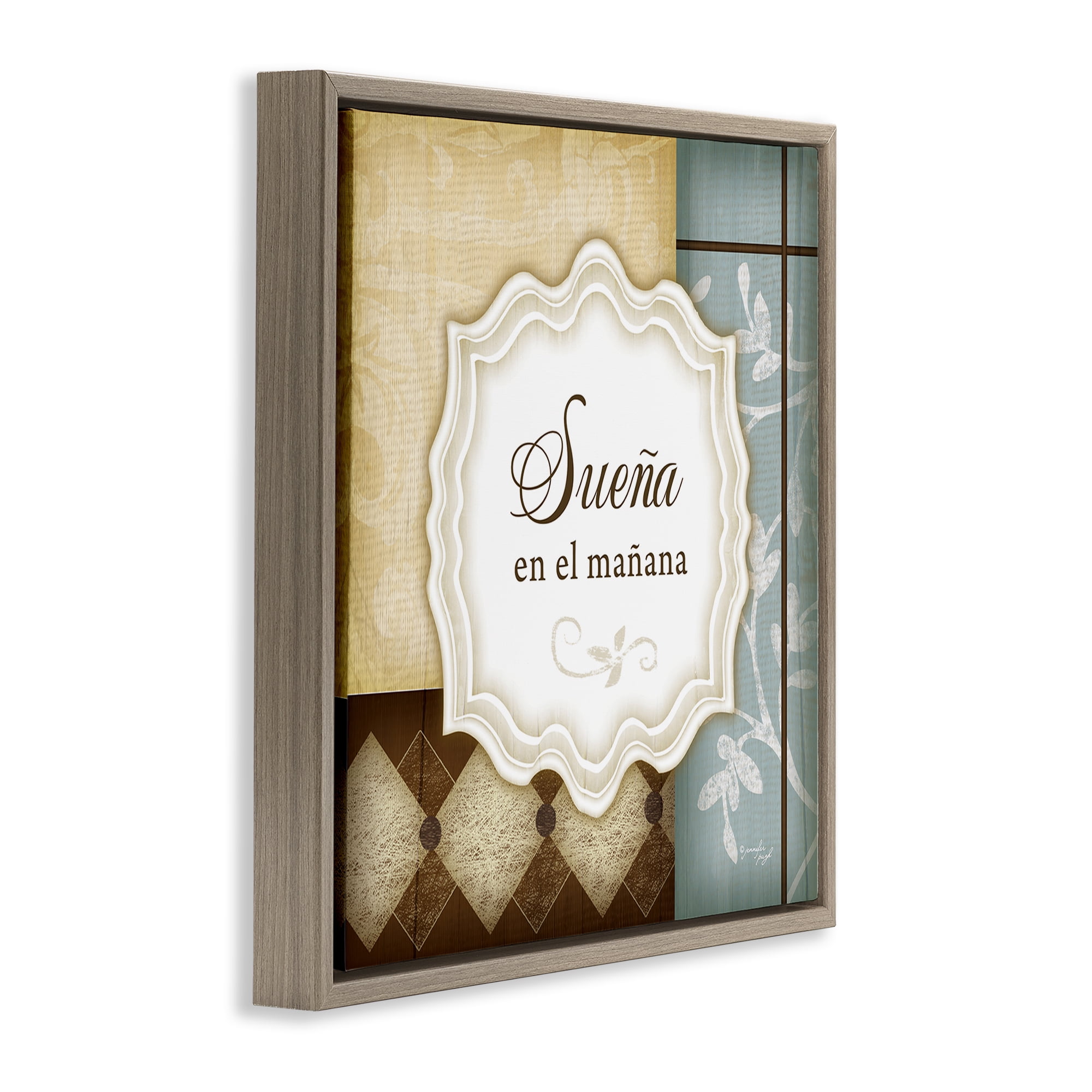 Stupell Industries Sueña en el Mañana Inspirational Quotes & Sayings Painting Brown Floater Framed Art Print Wall Art, 25 x 25