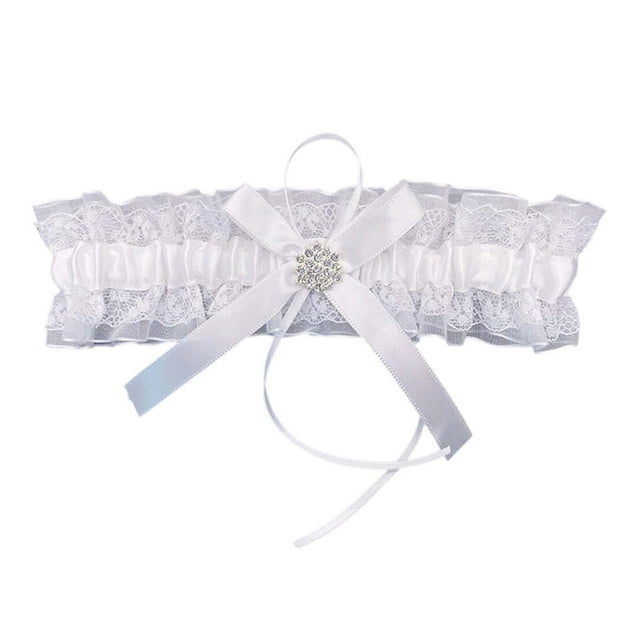 TINZ The Bride's Wedding Garter With Lace Rhinestone Leg Loops Garter Suspenders Garden Belt Leather