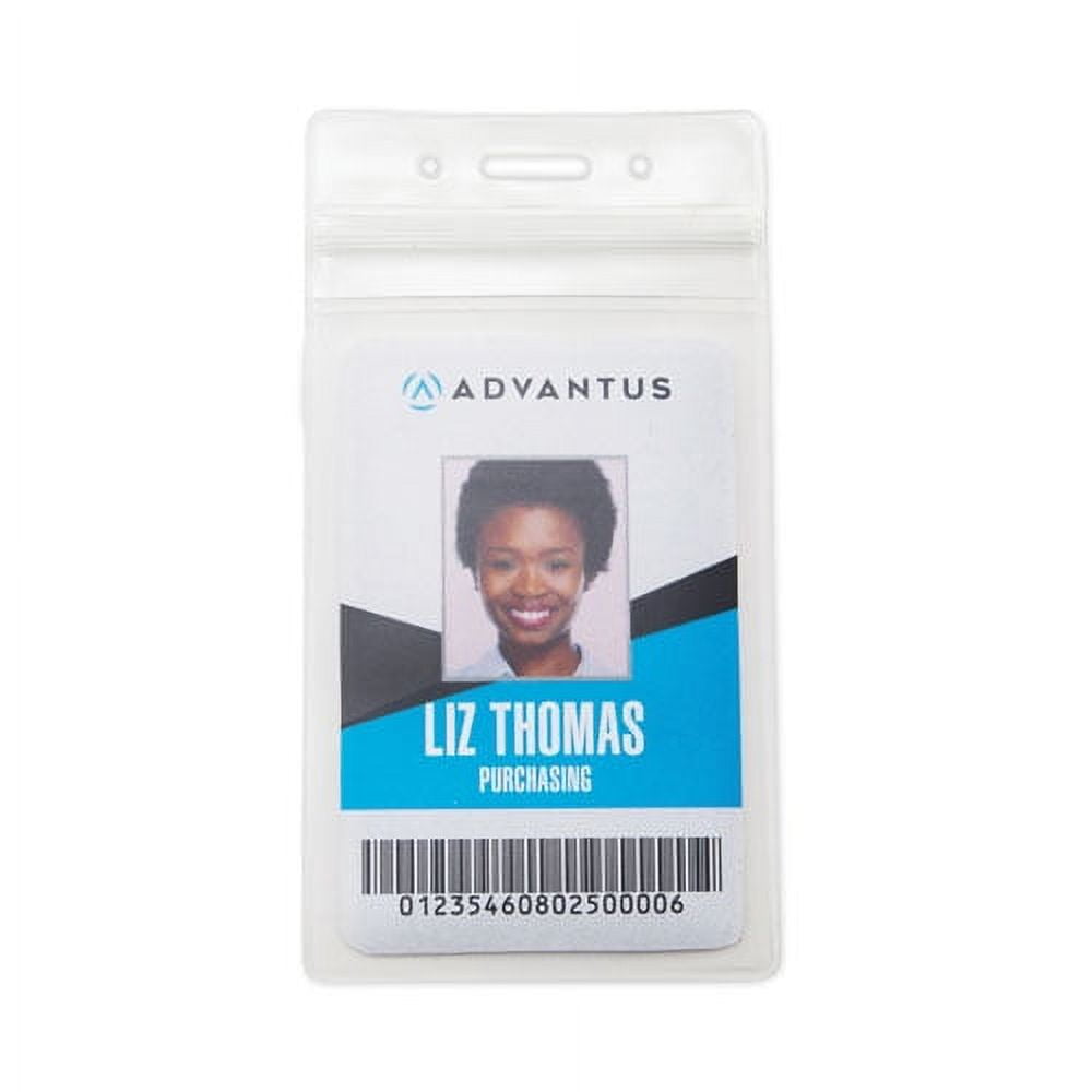 Resealable ID Badge Holders, Vertical, Frosted 3.68" x 5" Holder, 2.62" x 3.75" Insert, 50/Pack | Bundle of 2 Packs