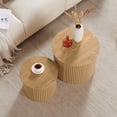 thumbnail image 3 of Wirrytor Round Coffee Table Sets 2 Pieces, Wood Fluted Coffee Table with Storage, for Living Room Bedroom, Apartment(Nature), 3 of 10