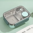 thumbnail image 1 of Stainless steel Lunch box for Adults Kids Students Portable Divided Bento Box with Tableware Leakproof Food Storage Containers Green 2Grids, 1 of 6