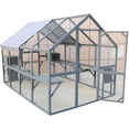thumbnail image 2 of Large Outdoor Cat Enclosure Wooden Catio with Bridges, Walks, Small Houses, Roof Cover 110 Inch Gray, 2 of 9