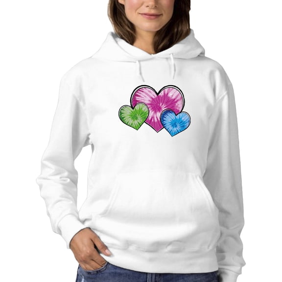 3 Colored Hearts With Pattern Hoodie Women -GoatDeals Designs, Female Small