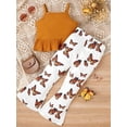thumbnail image 3 of Bagilaanoe 2pcs Little Girl Long Pants Set Sleeveless Ribbed Tank Tops + Butterfly Flare Trousers 4T 5T 6T 7T Kids Casual Outfits, 3 of 8