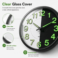 thumbnail image 3 of Sanmadrola Wall Clocks Battery Operated,12 inch Silent Non Ticking Modern Wall Clock for Living Room Bedroom Kitchen Office Classroom Decor Glass Front Glow In The Dark Black, 3 of 6