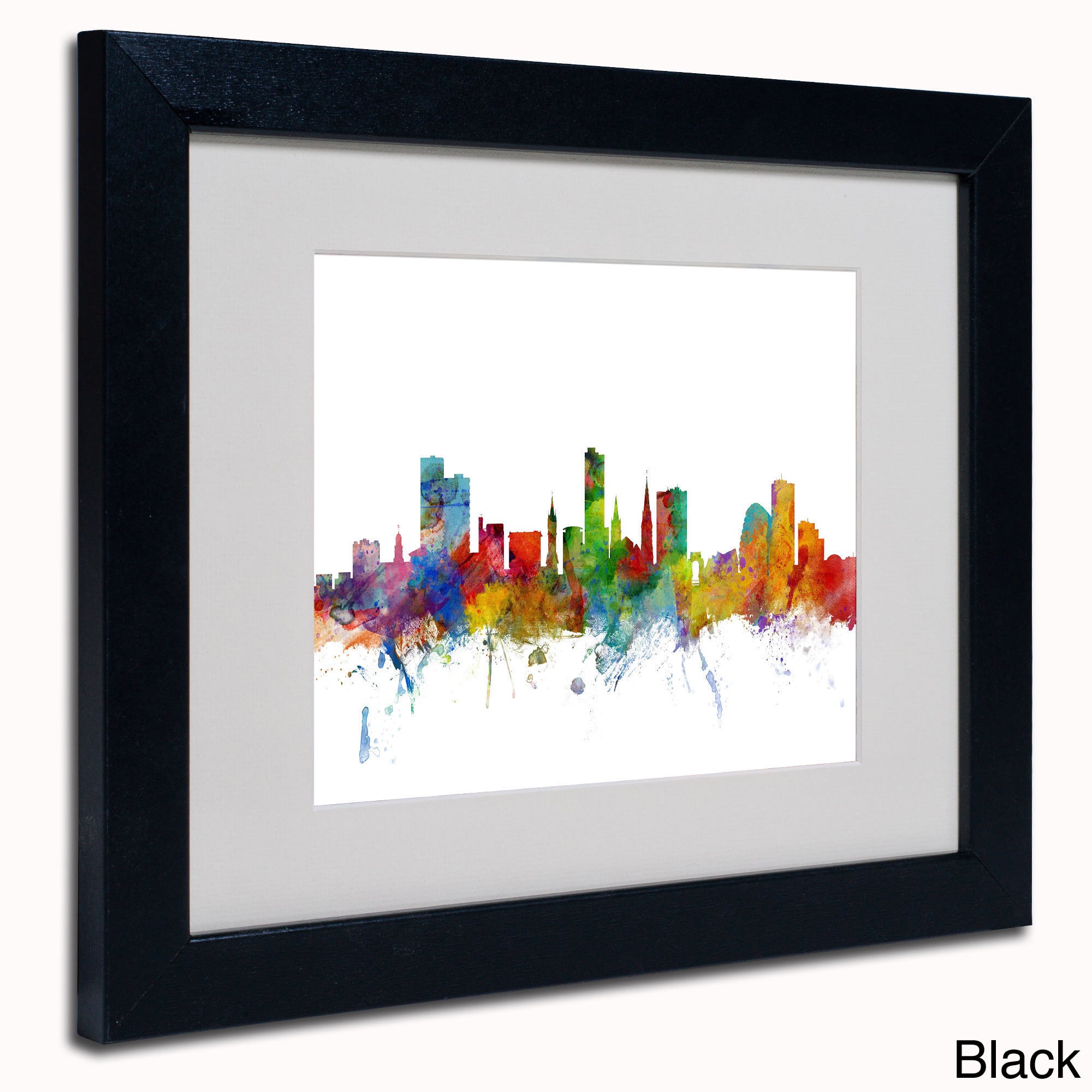 Trademark Fine Art "Leicester England Skyline II" Canvas Art by Michael Tompsett, Wood Frame