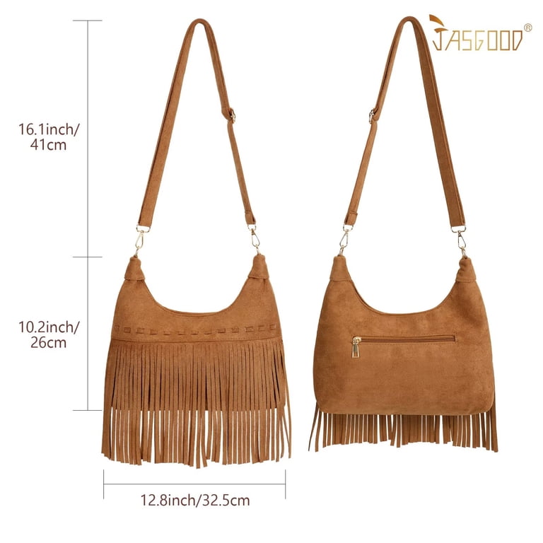 JASGOOD Fringe Crossbody Bag Boho Western, Brown photo 6