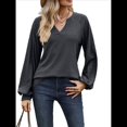 thumbnail image 2 of Camisetas de Larga para Mujer, Blusa con Escote en V Profundo, Elegantes e Informales, Moda 2025, Holgadas y Suaves, para Otoño e Invierno Gris Oscuro L, 2 of 10