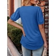 thumbnail image 4 of ONLYSHE Womens Summer Blouse Puff Short Sleeve V Neckline T Shirts Breathable Loose Fit Tunic Tops, 4 of 5