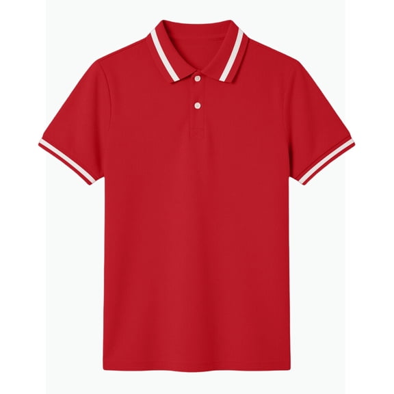 REDARER Boys Pique Polo Shirt Short Sleeve Striped Classic Casual Comfortable Breathable Top for Kids School Play,11-12 Years