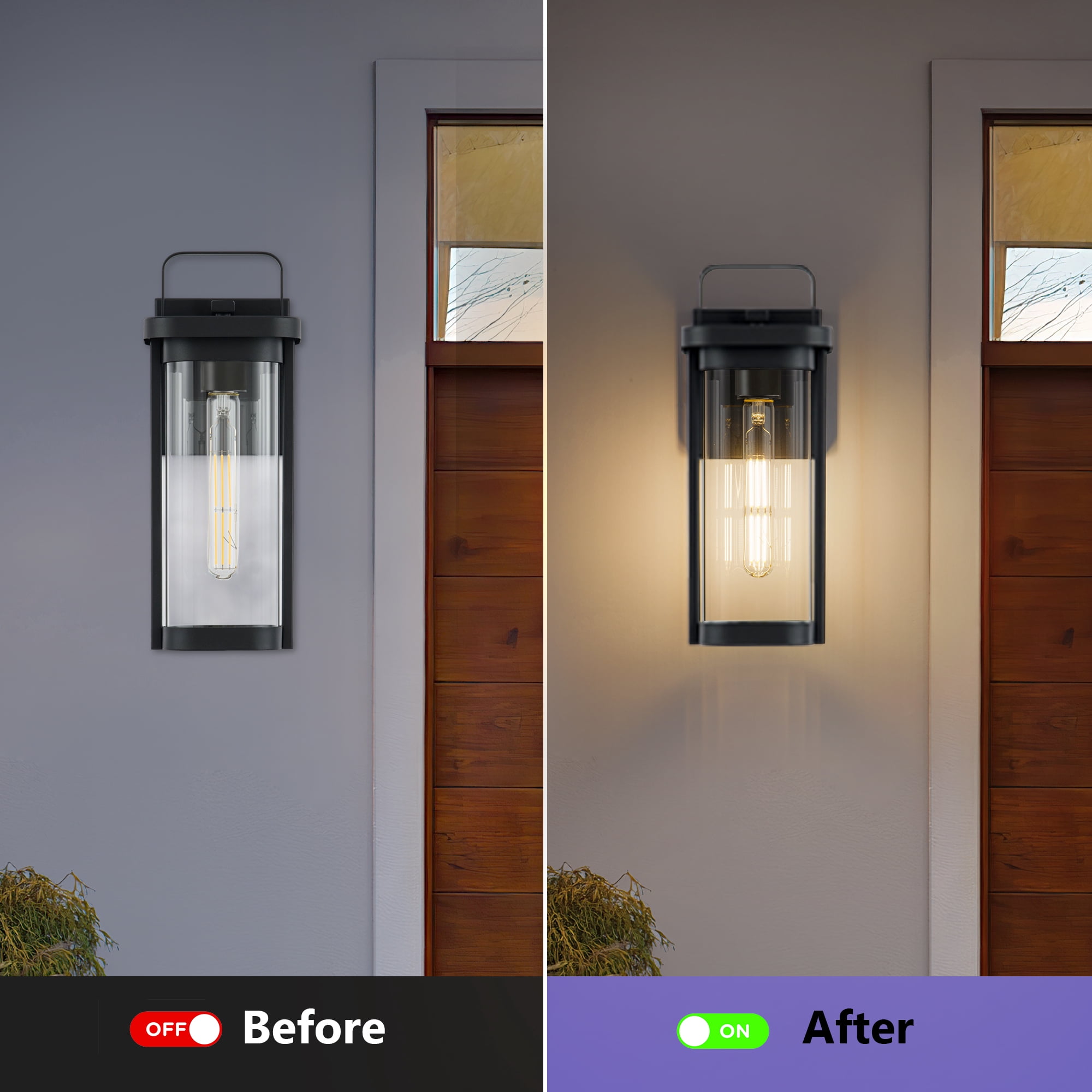 GCGAFUL 11 Inch Outdoor Wall Light, 2 Pack Matte Black Exterior Sconce with Clear Glass, Waterproof Porch Lighting for Front Door, Garage, Patio