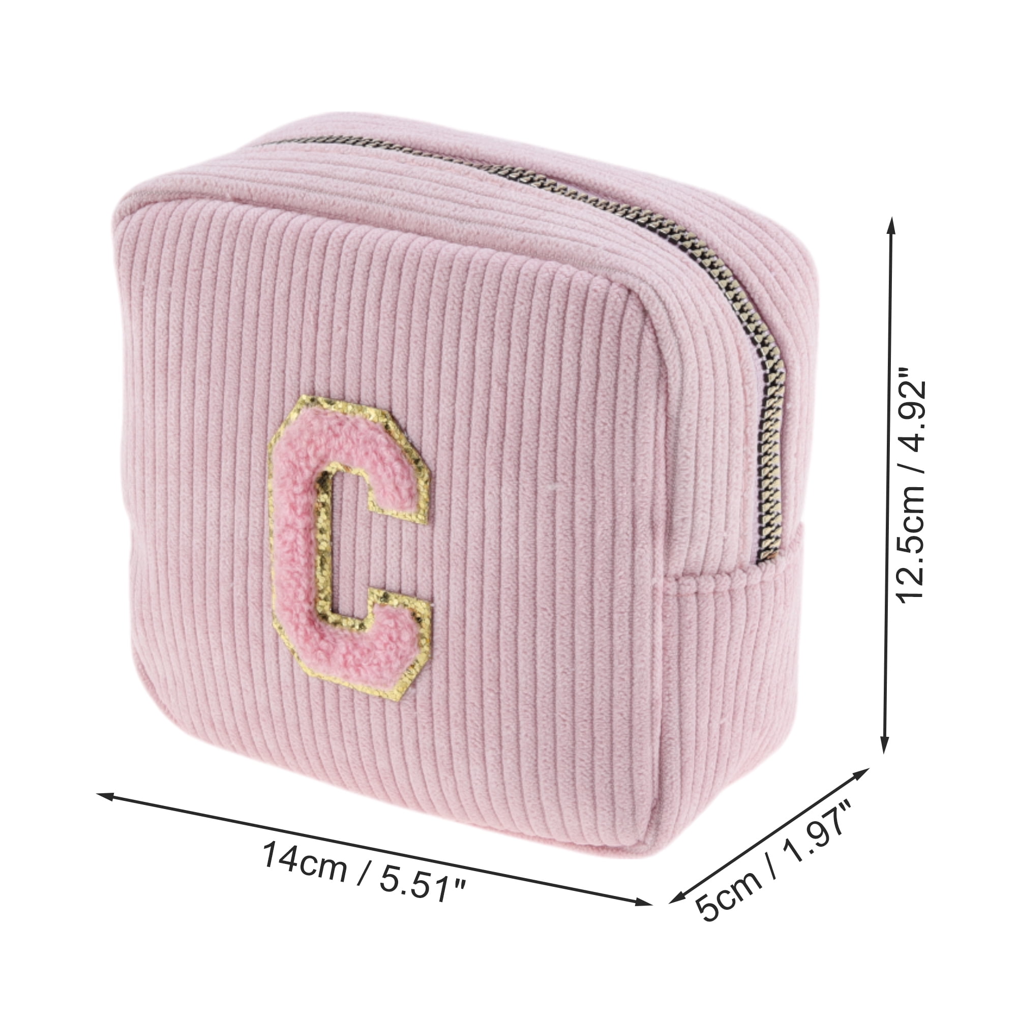 Unique Bargains 1 Pc Letter C Pattern Makeup Bag for Travel and Everyday Use Pink