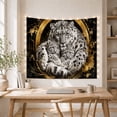 thumbnail image 5 of Three Leopards Embracing in Gold Splatter on Black Background, Dramatic Abstract Art for Animal Lovers, Wildlife Wall Decor, Housewarming Gift, Tapestry Wall Hanging for Bedroom and Living Room, 5 of 7