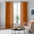 thumbnail image 5 of Burnt Orange White Stripe Kitchen Curtains 96 Inch Length, Modern Rustic Vertical Striped Grommet Top Bedroom Living Room Curtains, Light Filtering Cafe Curtain Drapes 2 Panels Set 104''x96'', 5 of 9