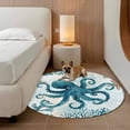 thumbnail image 3 of Round Area Rug 5ft,Summer Ocean Blue Octopus Starfish Coral Washable Carpet Non-Slip Runner Accent Rugs Indoor Floor Mat for Bedroom Living Room Decor,Nautical Animal, 3 of 9