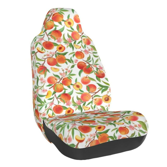 Wukai Fruits Peach2 Full Set Car Seat Covers with Soft Padding Universal Auto Front Seats Protector and Cushion Mat