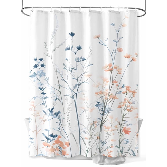 Fsddascl Spring Botanical Shower Curtain Set - 36" x 78" Washable Bathtub Curtain with 12 Hooks, Vintage Watercolor Garden Flower Waterproof Fabric Stall Shower Curtains for Bathroom/Bathtub Décor