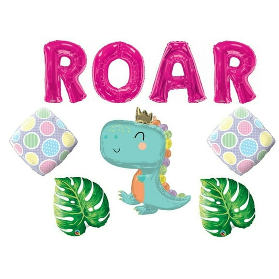 Girl's Pink Dinosaur Happy Birthday Party balloons Decoration Baby Shower