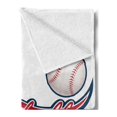 thumbnail image 2 of Sports Soft Flannel Fleece Throw Blanket, Baseball Ball Sporting Pastime National Sport Athleticism Entertainment, Cozy Plush for Indoor and Outdoor Use, 50" x 70", Night Blue Red White, by Ambesonne, 2 of 5