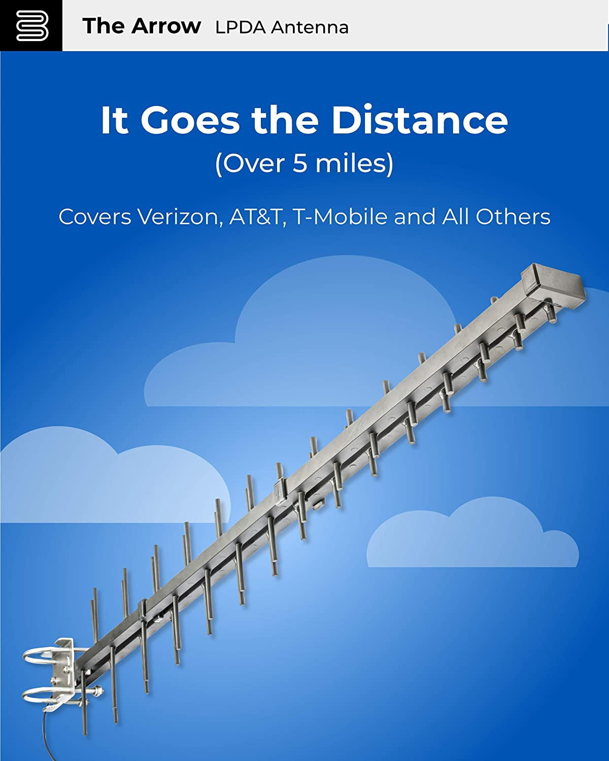 Bolton Technical Arrow Log Periodic LPDA Antenna – 698-2700 MHz – 4G LTE – Over 5 Miles – Weatherproof – Up to +12 dBi Gain