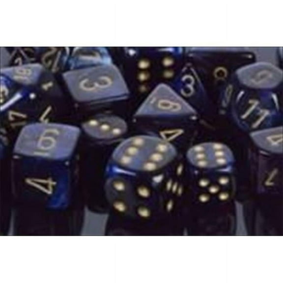 Chessex Manufacturing 27627 16 mm Scarab Royal Blue With Gold Numbering D6 Dice Set Of 12