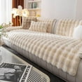 thumbnail image 3 of Namzi Luxury Thick Faux Fur Plush Couch Cover Ultra Soft Anti-Slip Sofa Cover Fluffy Furry Sofa Slipcover Washable Furniture Protector for Kids Dogs Cats Pet (Beige,36"x70"), 3 of 5