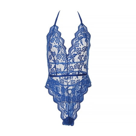 

Varsbaby Women s One Piece Lingerie Deep V Neck Lace Bodysuit Sexy Babydoll