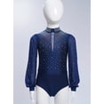 thumbnail image 5 of Doomiva Kids Boys Shiny Latin Tango Ballroom Dance Leotard Top Long Sleeve Bodysuit Gymnastics Modern Dancewear Navy Blue 8, 5 of 7