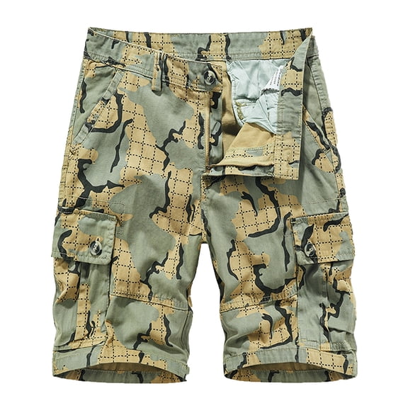 Fheaev Cargo Shorts For Men Men's Workwear Shorts Multi Pocket Zipper Straight Leg Five Piece Pants Sports Shorts Shorts