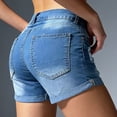 thumbnail image 5 of Wutalume Jeans for Women Denim Shorts Solid Color Distressed, Stretch Slim Fit Ripped Jean Shorts for Summer Casual Comfort,Light Blue XL, 5 of 5