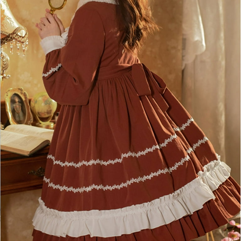 Sweet Lolita Dress With Bow Collar – Navy Blue Long Skirt, Summer Short Sleeve