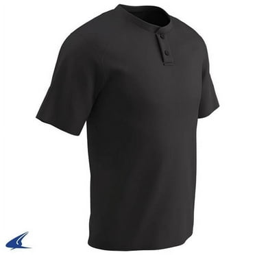 Champro Youth Dri-Gear Turn Two 2-Button Baseball Jersey Black S