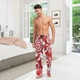 thumbnail image 3 of Men's Pajama Pants with Pockets Sleepwear Lounge Pants Stretch Casual Red Candy Christmas, 3 of 7