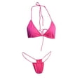 thumbnail image 4 of Fashion SMihono Women Trendy Triangle Micro Bikini Set Backless Bathing Suits Adjustable Bandage Push Up Brazilian Thong Swimsuit Padded Bikini Hot Pink 6, 4 of 6