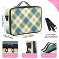thumbnail image 3 of Large Travel Artist Makeup Bag With Adjustable Dividers &12 Brush Slots Portable Cosmetic Organizer Green&beige Tartan Pattern, 3 of 7