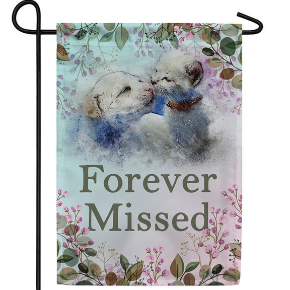 America Forever Pet Memorial Garden Flag - Pet Forever Missed, Lost Pet Cat Dog Bereavement Remembrance - Double Sided Seasonal Yard Outdoor Decorative Flag - 12.5" x 18"