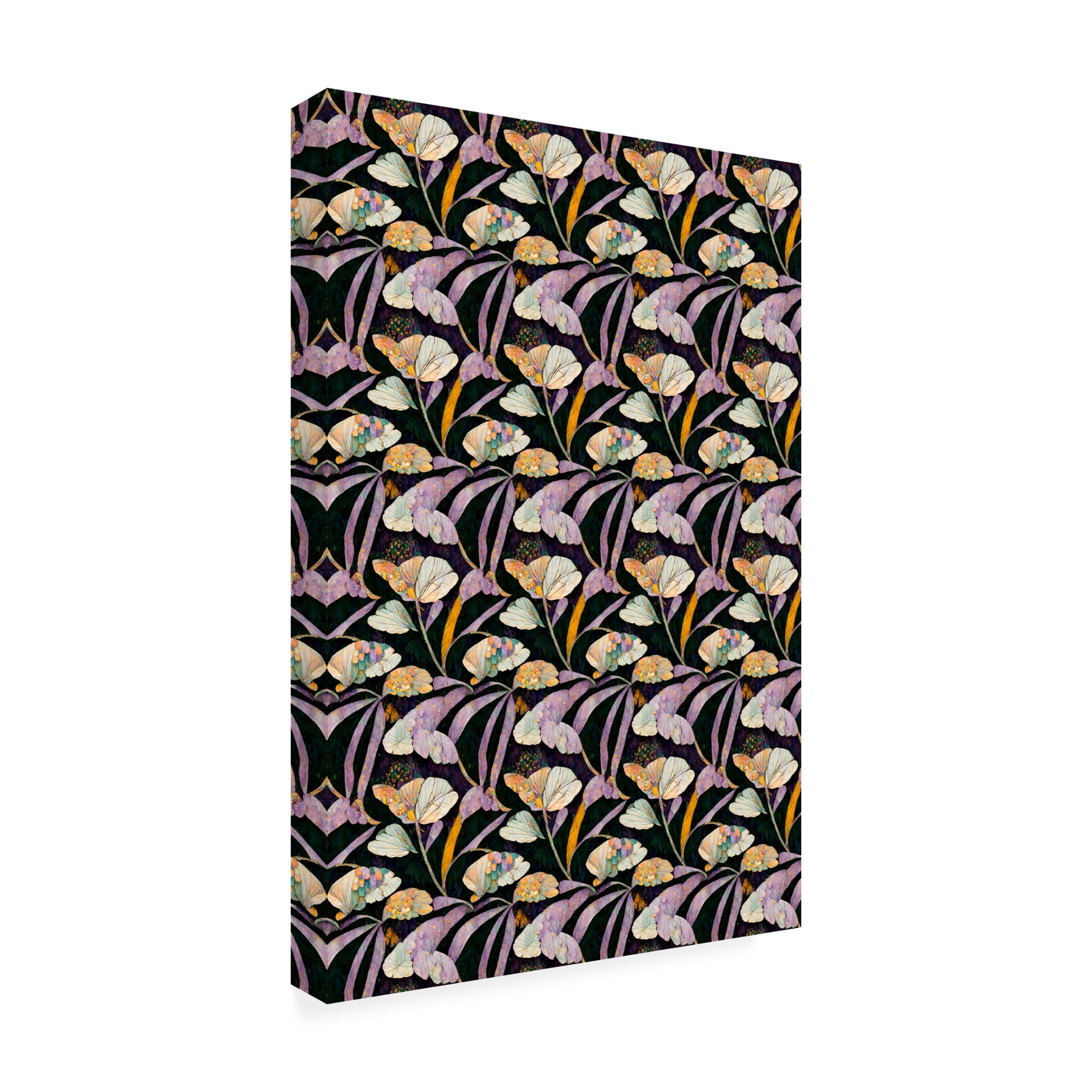 Canvas Wall Art - Treechild 'Purple Leafs Pattern' Wall Art for Living Room, Bedroom, or Office D?cor by Trademark Fine Art - 16 x 24 Inches