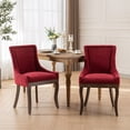 thumbnail image 4 of Dining Chair Set of 2, Upholstered Side Chair with Solid Wood legs, 2-Piece Accent Single Chair with Swoop Arm and Curved Back for Kitchen Dining Room, 4 of 8