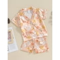 thumbnail image 3 of Satin Pajama Set for Kid Baby Girl Boy Button-up Tops Shorts Sleepwear Nightwear Loungewear Outfits, 3 of 9
