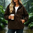 thumbnail image 7 of IUYRTFE Women's Half Zip Waterproof Jacket with Detachable Hood Long Sleeve Outdoor Windbreaker, 7 of 7