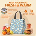 thumbnail image 5 of Daisy Pioneer Flower Blue Pattern Insulated Lunch Bag for Women Men, Large Portable Soft Cooler Tote, Thermal Food Storage Bag with Pearl Cotton, 8.66L, 8.75"x5.75"x9.5", 5 of 6