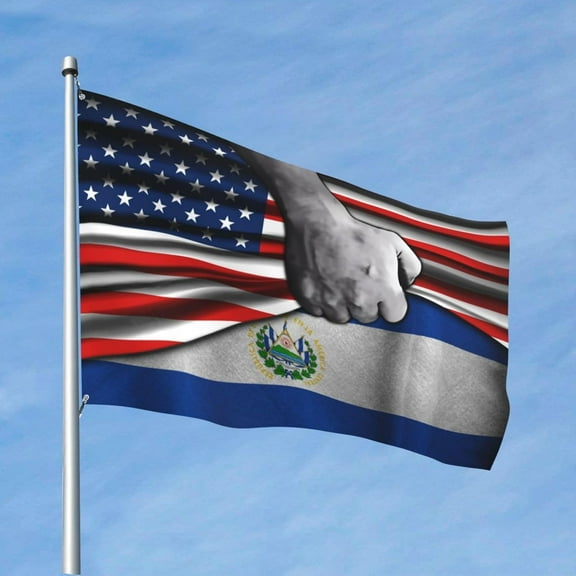 Usa American Flag And El Salvadoran El Salvador Flag Flag 4x6 Ft Outdoor Flag Single-Sided Printing Welcome Flag House Yard Decoration Banner Large Garden Flag