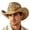 Khaki, variant on Hand‑Woven Paper Straw Cowboy Hat Hollow Knit Wide Brim Sun Hat Unisex Outdoor Beach Travel Sun‑Protection Fedora Hat for Men Adults