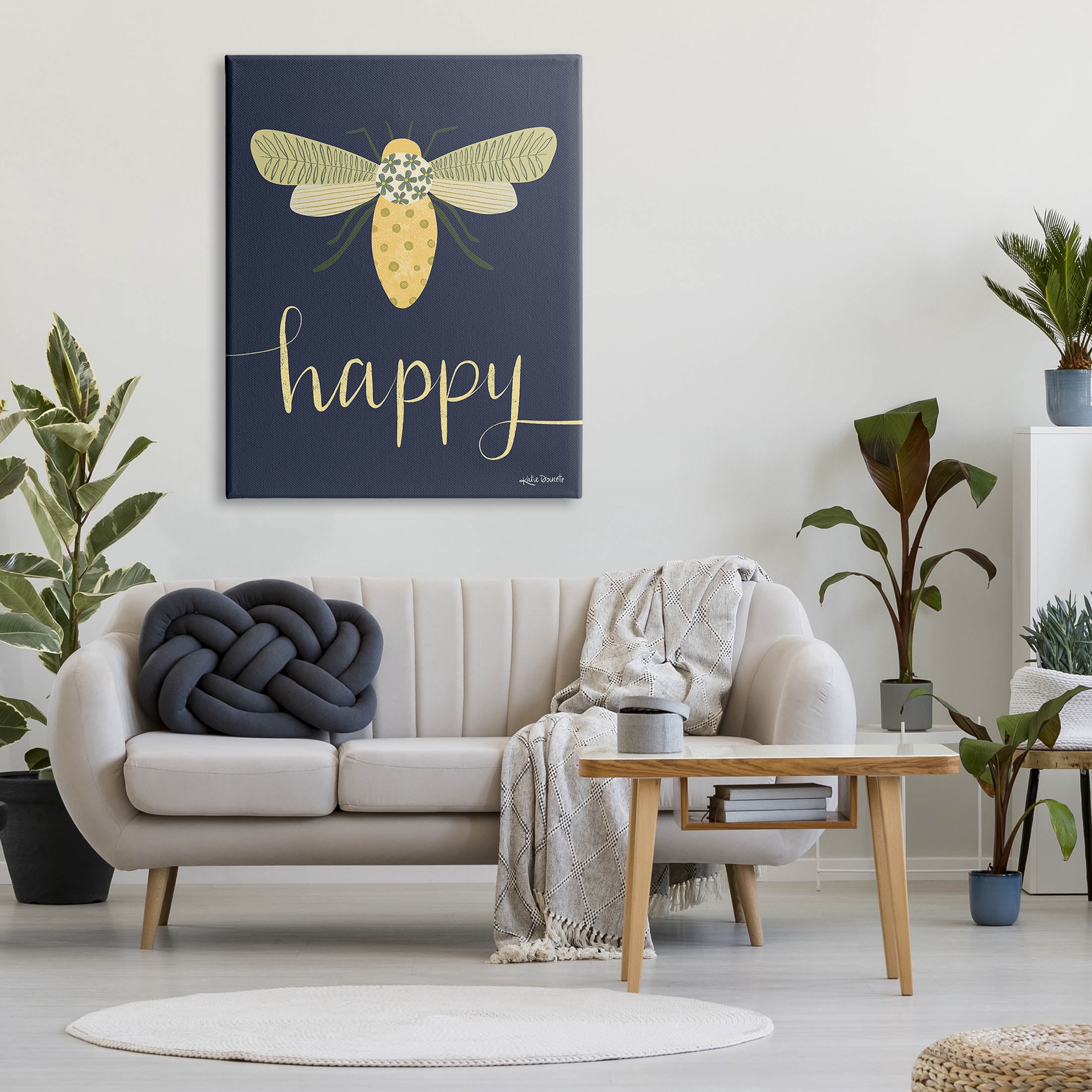 Stupell Industries Happy Patterned Insect Bug Calligraphy Graphic Art Gallery Wrapped Canvas Print Wall Art, Design by Katie Doucette